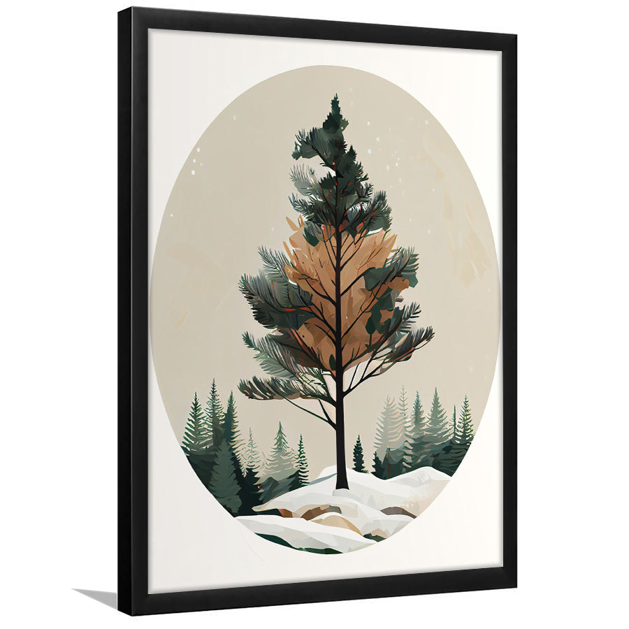 Pine Tree Retro Art Print, City Art Print, Framed Art Print Wall Art Home Decor, Framed Picture