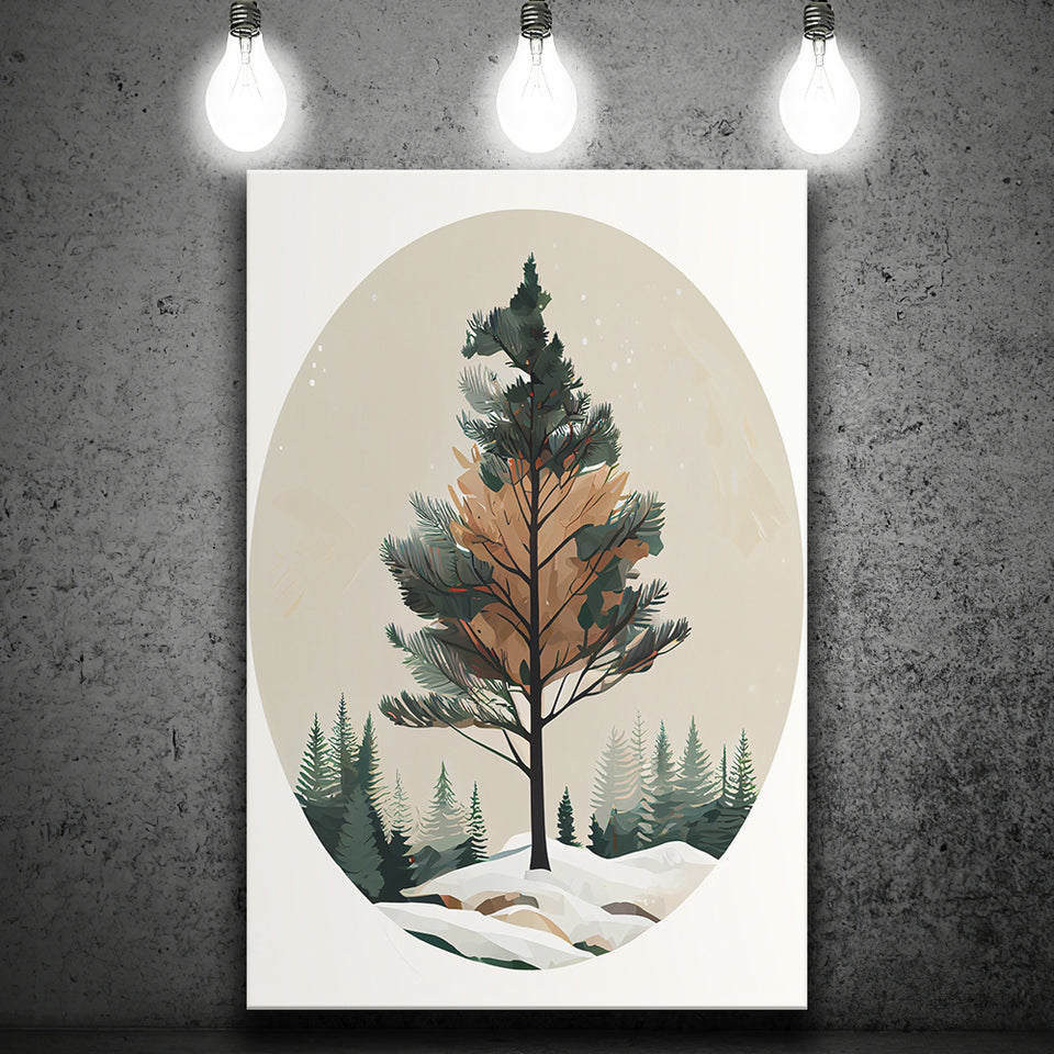 Pine Tree Retro Art Print ,City Art Print, Large Canvas, Canvas Print Wall Art Home Decor