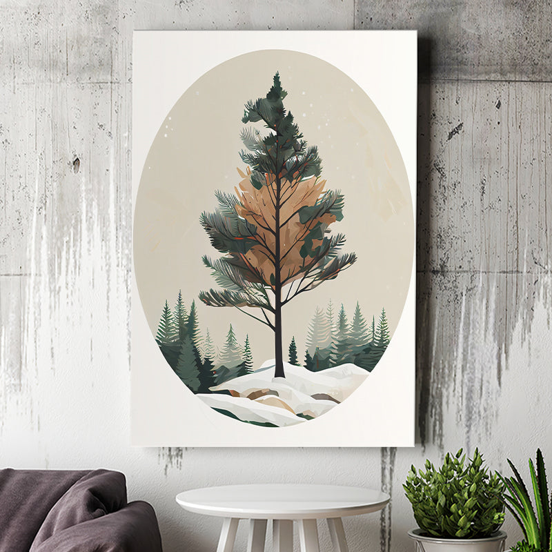 Pine Tree Retro Art Print ,City Art Print, Large Canvas, Canvas Print Wall Art Home Decor