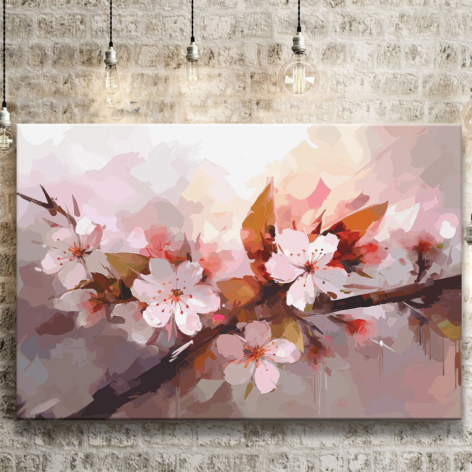 Pink Cherry Blossom Wall Art Canvas Prints Wall Art, Home Living Room Decor, Large Canvas