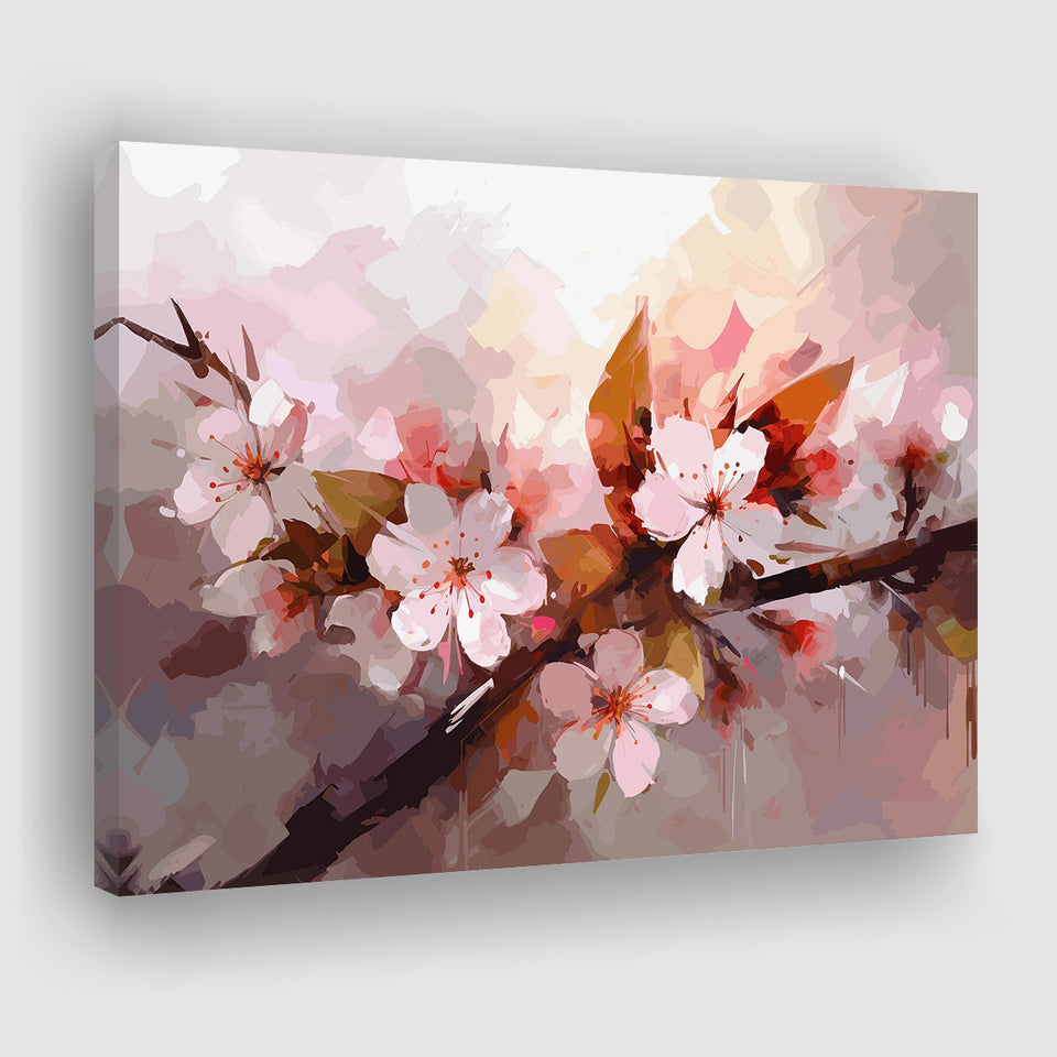 Pink Cherry Blossom Wall Art Canvas Prints Wall Art, Home Living Room Decor, Large Canvas