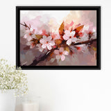 Pink Cherry Blossom Wall Art Framed Canvas Prints Wall Art, Floating Frame, Large Canvas Home Decor