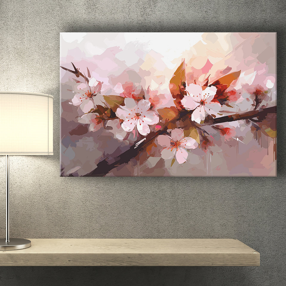 Pink Cherry Blossom Wall Art Canvas Prints Wall Art, Home Living Room Decor, Large Canvas