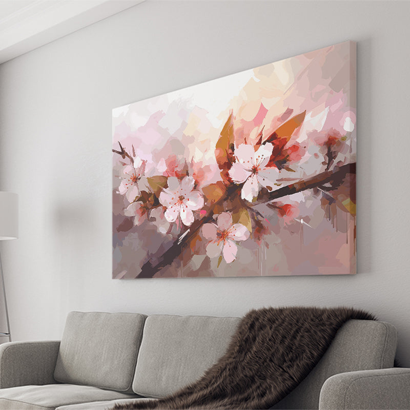 Pink Cherry Blossom Wall Art Canvas Prints Wall Art, Home Living Room Decor, Large Canvas