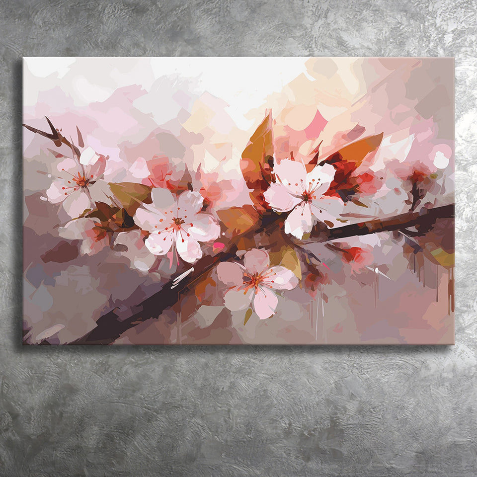 Pink Cherry Blossom Wall Art Canvas Prints Wall Art, Home Living Room Decor, Large Canvas