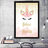 Pink Gold Unicorn Framed Canvas Prints - Painting Canvas, Wall Art, Framed Art, Home Decor, Prints for Sale