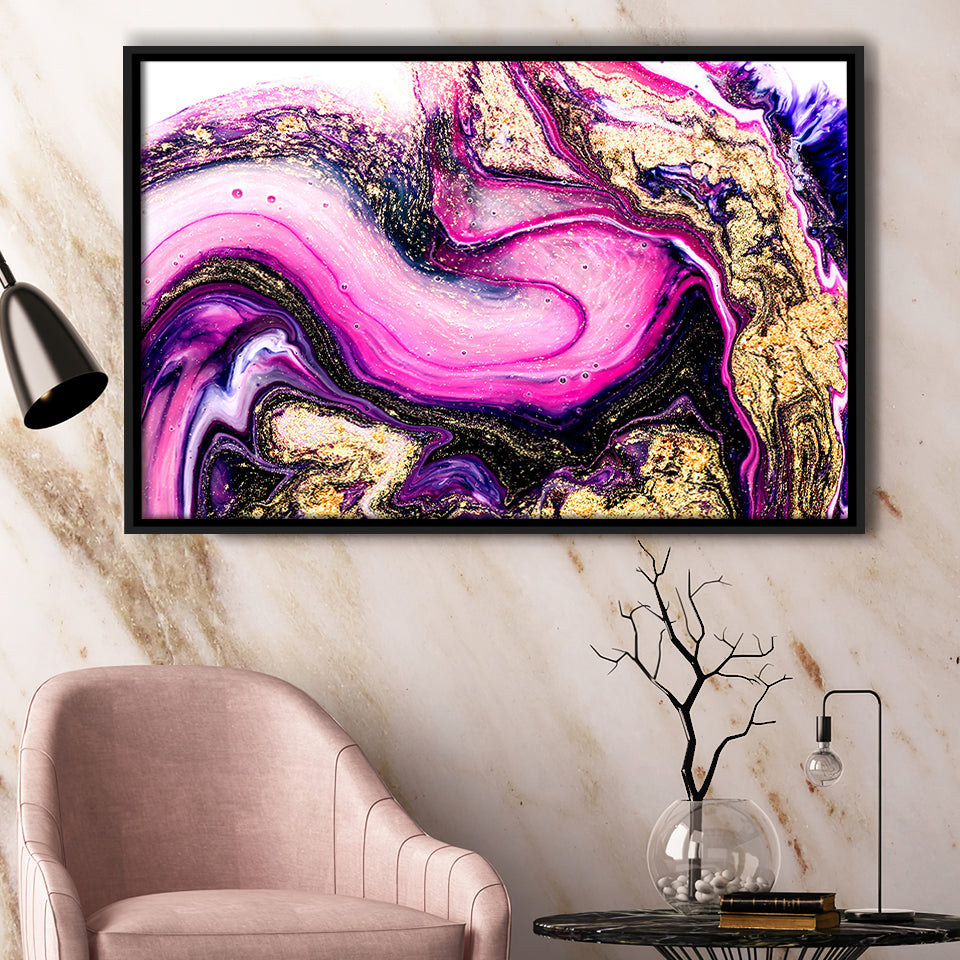 Pink Marble Art Framed Canvas Prints Wall Art Decor, Framed Picture, Floating Frame