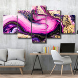 Pink Marble Art 5 Piece Canvas Prints Wall Art Decor, Multi Panels, Mixed Canvas