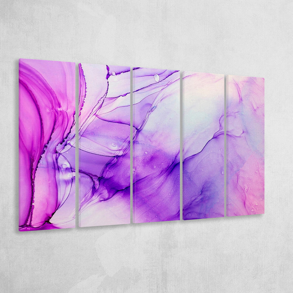 Pink Marble Pink Art 5 Piece B Canvas Prints Wall Art, Multi Panels,Large Canvas