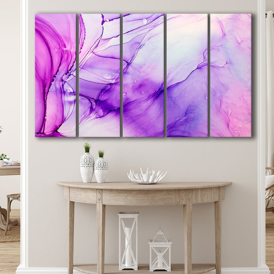 Pink Marble Pink Art 5 Piece B Canvas Prints Wall Art, Multi Panels,Large Canvas
