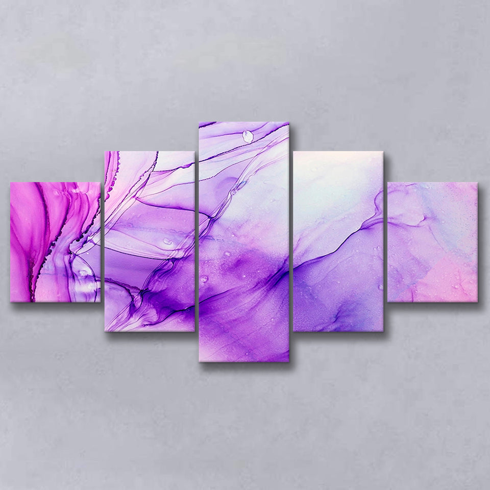 Pink Marble Pink Art 5 Piece Canvas Prints Wall Art Decor, Multi Panels, Mixed Canvas