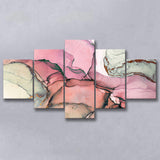 Pink Marble Wall Art 5 Piece Canvas Prints Wall Art Decor, Multi Panels, Mixed Canvas
