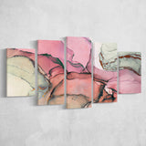 Pink Marble Wall Art 5 Piece Canvas Prints Wall Art Decor, Multi Panels, Mixed Canvas
