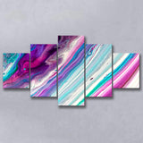 Pink Blue Marble Colorful 5 Piece Canvas Prints Wall Art Decor, Multi Panels, Mixed Canvas