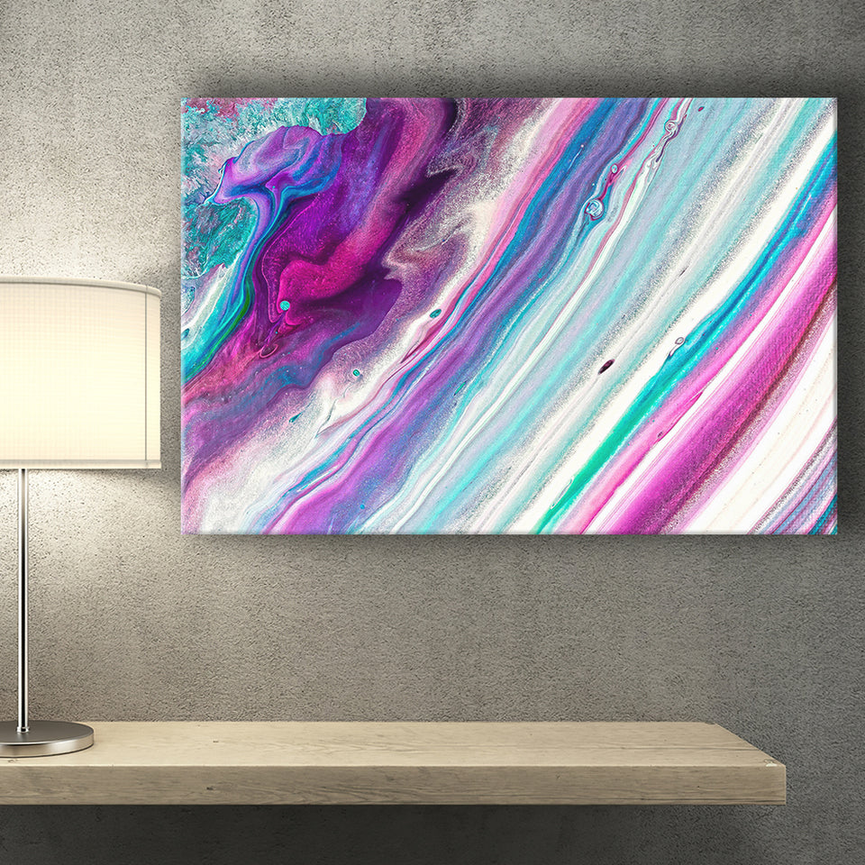 Pink Blue Marble Colorful Canvas Prints Wall Art Decor - Painting Canvas,Home Decor, Ready to Hang