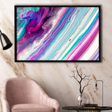 Pink Blue Marble Colorful Framed Canvas Prints Wall Art Decor, Framed Picture, Floating Frame