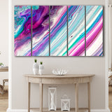 Pink Blue Marble Colorful 5 Piece B Canvas Prints Wall Art, Multi Panels,Large Canvas