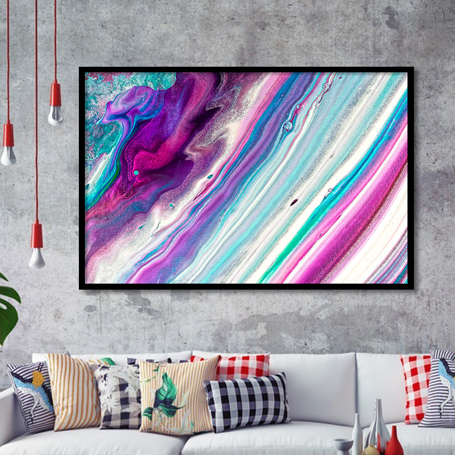 Pink Blue Marble Colorful Framed Art Prints Wall Art Decor, Framed Picture, Home Decor