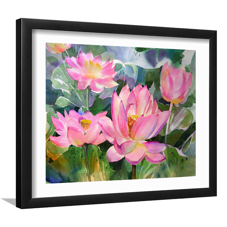 Pink Lotus Framed Wall Art - Framed Prints, Art Prints, Home Decor, Painting Prints
