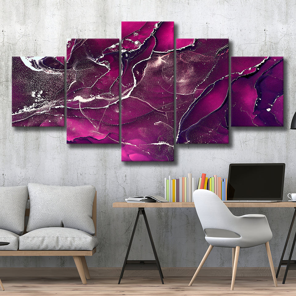 Pink Marble Luxury Wall Art 5 Piece Canvas Prints Wall Art Decor, Multi Panels, Mixed Canvas