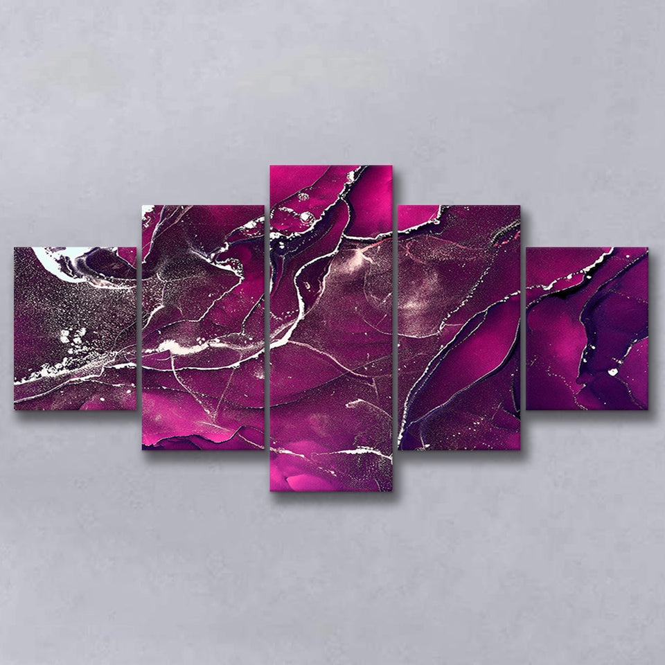 Pink Marble Luxury Wall Art 5 Piece Canvas Prints Wall Art Decor, Multi Panels, Mixed Canvas
