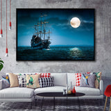 Pirate Ship The Flying Dutchman Ghost Ship Framed Canvas Prints Wall Art - Painting Prints, Wall Decor, Floating Frame