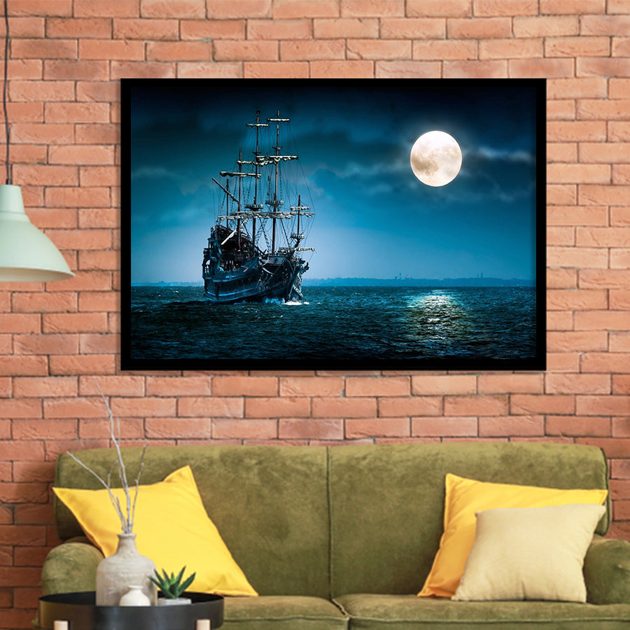 Pirate Ship The Flying Dutchman Ghost Ship Framed Art Prints Wall Decor - Painting Prints, Framed Picture