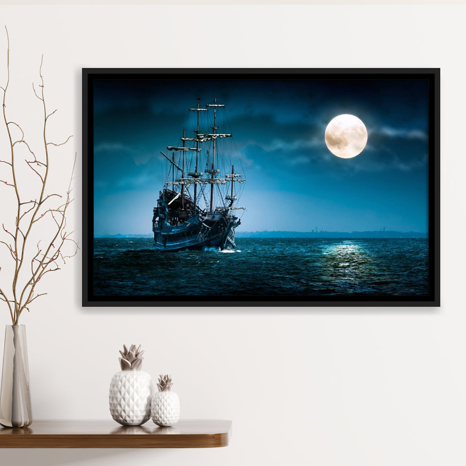 Pirate Ship The Flying Dutchman Ghost Ship Framed Canvas Prints Wall Art - Painting Prints, Wall Decor, Floating Frame