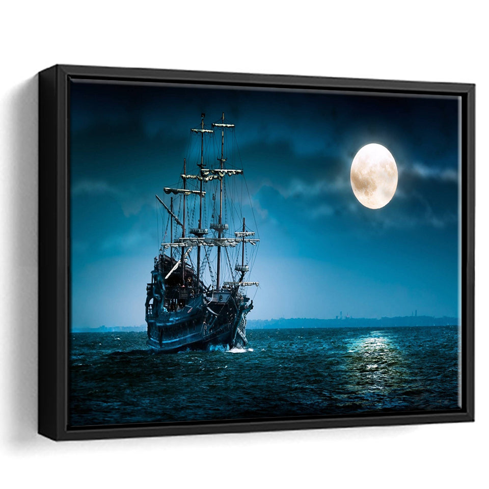 Pirate Ship The Flying Dutchman Ghost Ship Framed Canvas Prints Wall Art - Painting Prints, Wall Decor, Floating Frame