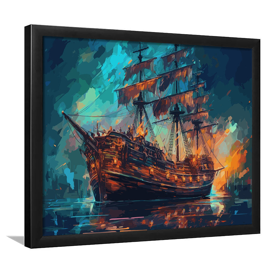 Pirate Ship Wall Art, Ship Canvas, Sailing Ship Painting Framed Art Prints Wall Decor, Framed Picture, Large Art Prints