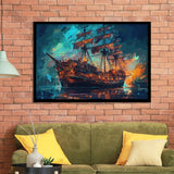Pirate Ship Wall Art, Ship Canvas, Sailing Ship Painting Framed Art Prints Wall Decor, Framed Picture, Large Art Prints