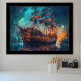 Pirate Ship Wall Art, Ship Canvas, Sailing Ship Painting Framed Art Prints Wall Decor, Framed Picture, Large Art Prints