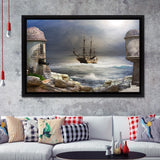 Pirate Bay Framed Canvas Prints Wall Art - Painting Canvas, Home Wall Decor, Prints for Sale,Black Frame
