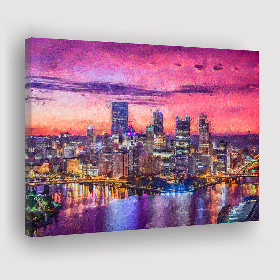 Pittsburgh City at Night Pittsburgh Canvas Prints Wall Art Decor - Paiting Canvas, Art Prints, Wall Decor, For Sale