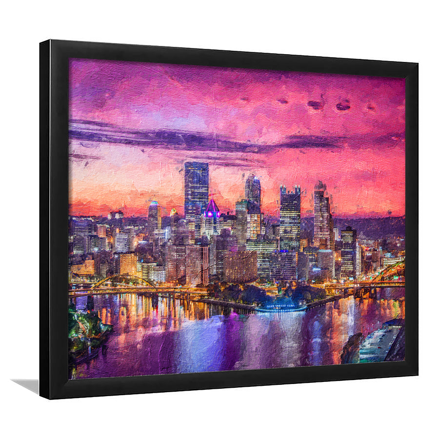 Pittsburgh City at Night Pittsburgh Framed Art Prints Wall Decor - Painting Prints, Framed Picture, Home Decor
