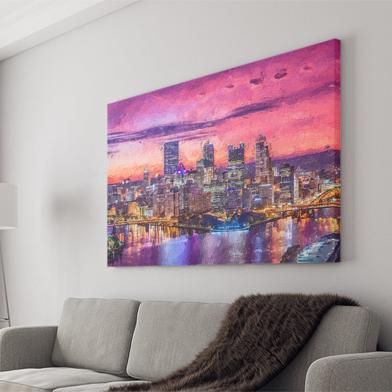 Pittsburgh City at Night Pittsburgh Canvas Prints Wall Art Decor - Paiting Canvas, Art Prints, Wall Decor, For Sale