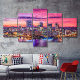 Pittsburgh City at Night Pittsburgh 5 Piece Canvas Prints Wall Art Decor - Painting Canvas, Multi Panels