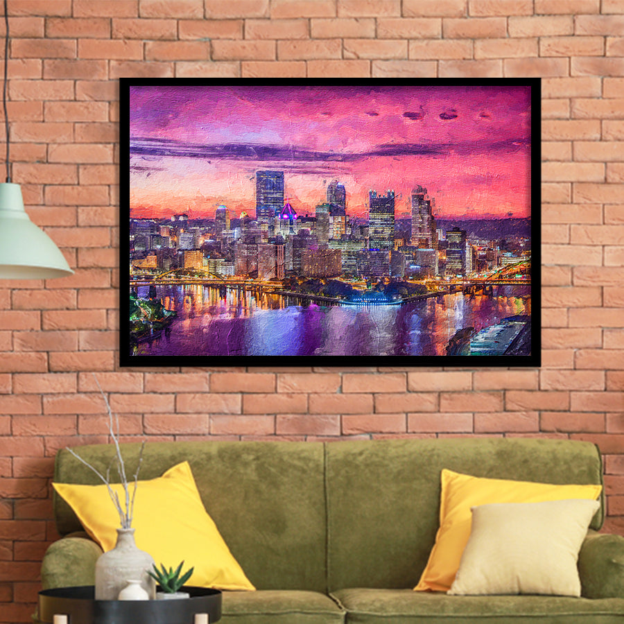 Pittsburgh City at Night Pittsburgh Framed Art Prints Wall Decor - Painting Prints, Framed Picture, Home Decor