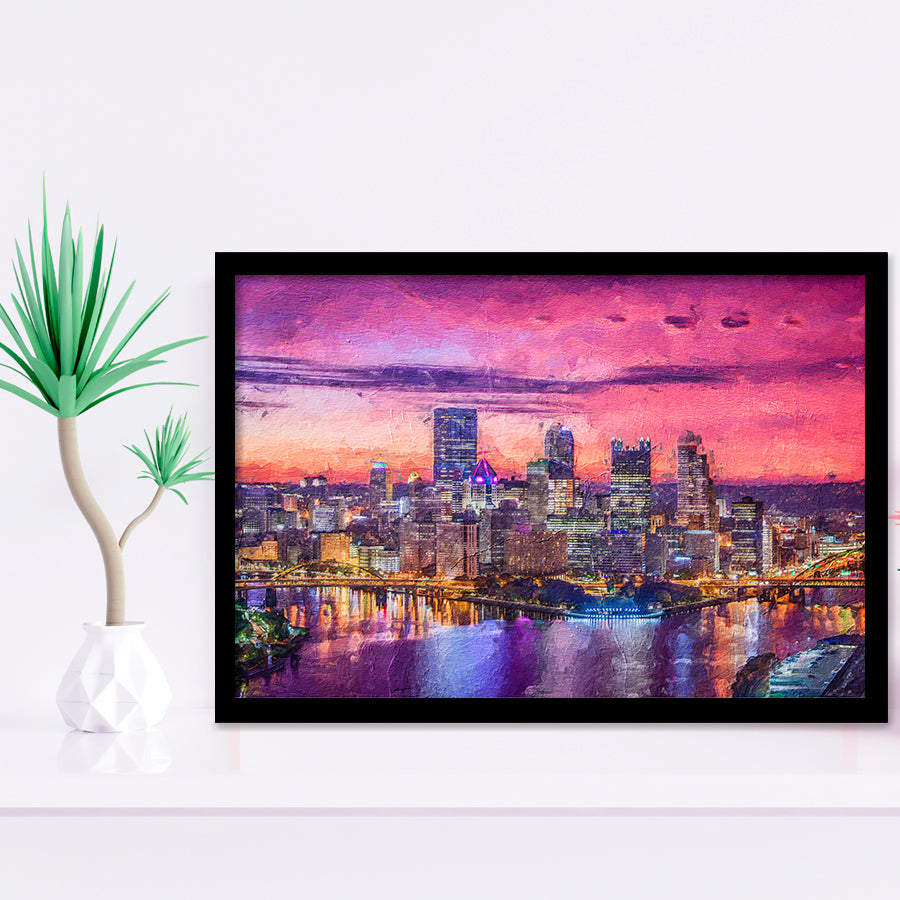 Pittsburgh City at Night Pittsburgh Framed Art Prints Wall Decor - Painting Prints, Framed Picture, Home Decor