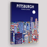 Pittsburgh Pennsylvania Art Night Landscape ,City Art Print, Large Canvas, Canvas Print Wall Art Home Decor