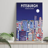 Pittsburgh Pennsylvania Art Night Landscape ,City Art Print, Large Canvas, Canvas Print Wall Art Home Decor