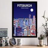 Pittsburgh Pennsylvania Art Night Landscape, City Art Print, Framed Art Print Wall Art Home Decor, Framed Picture
