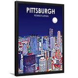 Pittsburgh Pennsylvania Art Night Landscape, City Art Print, Framed Art Print Wall Art Home Decor, Framed Picture
