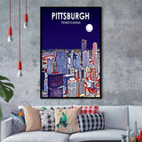 Pittsburgh Pennsylvania Art Night Landscape, City Art Print, Framed Art Print Wall Art Home Decor, Framed Picture