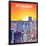 Pittsburgh Pennsylvania Art Sunset Landscape, City Art Print, Framed Art Print Wall Art Home Decor, Framed Picture