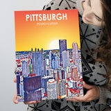 Pittsburgh Pennsylvania Art Sunset Landscape ,City Art Print, Large Canvas, Canvas Print Wall Art Home Decor