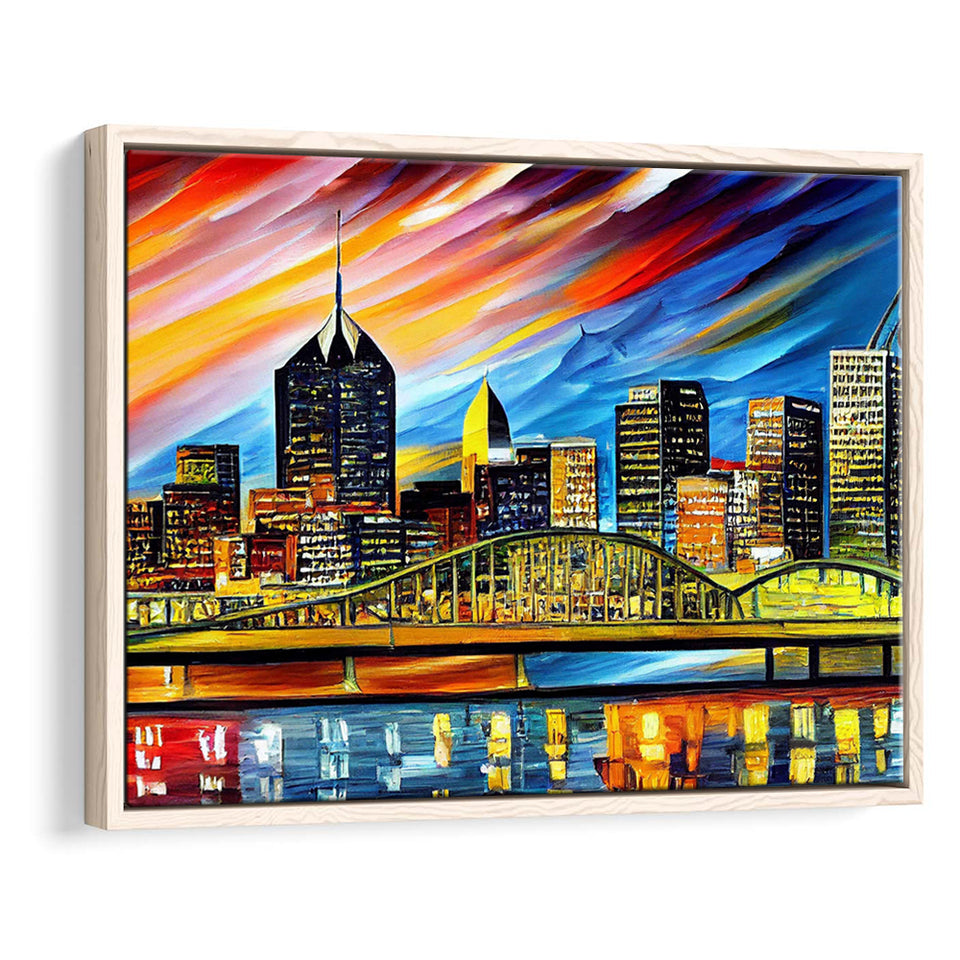 Pittsburgh Pennsylvania Skyline Pittsburgh Painting Wall Art, Sport Art Prints Fan Gift, Framed Canvas Prints Wall Art Decor