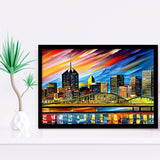 Pittsburgh Pennsylvania Skyline Pittsburgh Painting Wall Art, Sport Prints Fan Gift, Framed Art Prints Wall Art Decor
