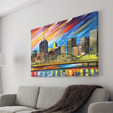 Pittsburgh Pennsylvania Skyline Pittsburgh Painting Wall Art, Sport Art Prints Fan Gift, Canvas Prints Wall Art Decor