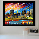 Pittsburgh Pennsylvania Skyline Pittsburgh Painting Wall Art, Sport Prints Fan Gift, Framed Art Prints Wall Art Decor